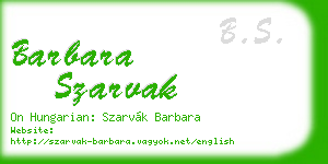 barbara szarvak business card